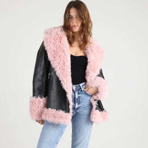 charlotte simone Jackets & Blazers - Charlotte Simone Bowie leather fur trim Jacket